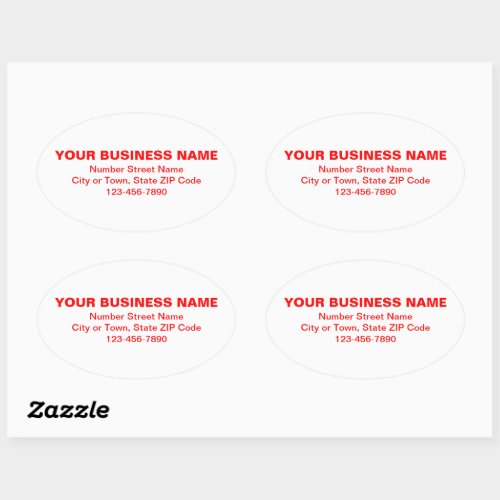 Red Minimal Plain Texts of Brand on White Oval Sticker