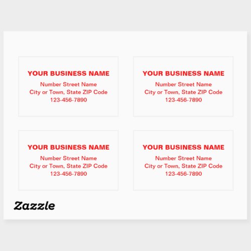 Red Minimal Plain Texts of Brand on White Rectangular Sticker
