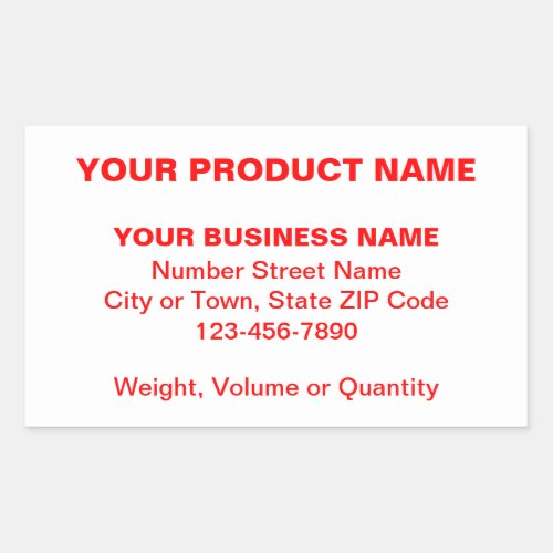 Red Minimal Plain Texts of Product on White Rectangular Sticker