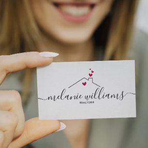 Red Minimal Realtor  Business Card