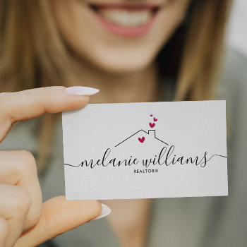 Red Minimal Realtor  Business Card by fancypaperie at Zazzle