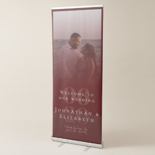 Red Minimalist Bold Type Photo Wedding Retractable Banner