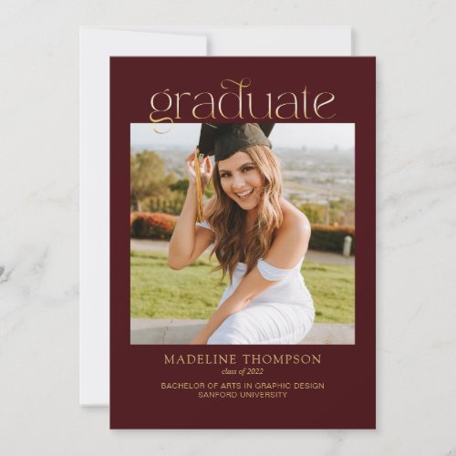 Red Minimalist Classy Photo Collage Graduation Invitation