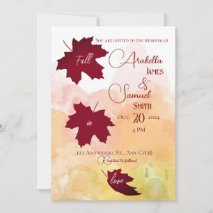 Red Minimalist Fall in Love Wedding Invitation