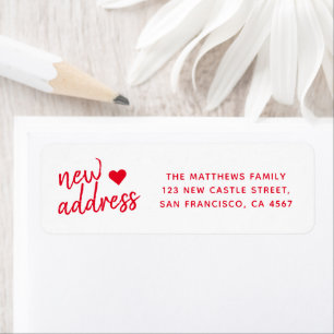 Red Minimalist Family New Address Label