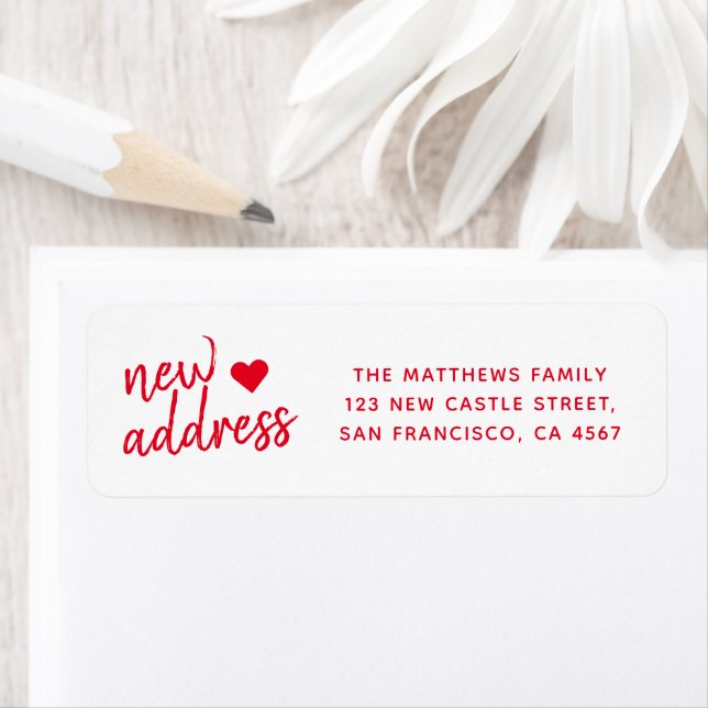 Red Minimalist Family New Address Label (Insitu)
