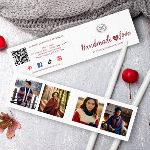 Red Minimalist Handmade with Love Quote Artisans Business Card