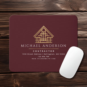 Red Minimalist Home Building Construction Mouse Pad