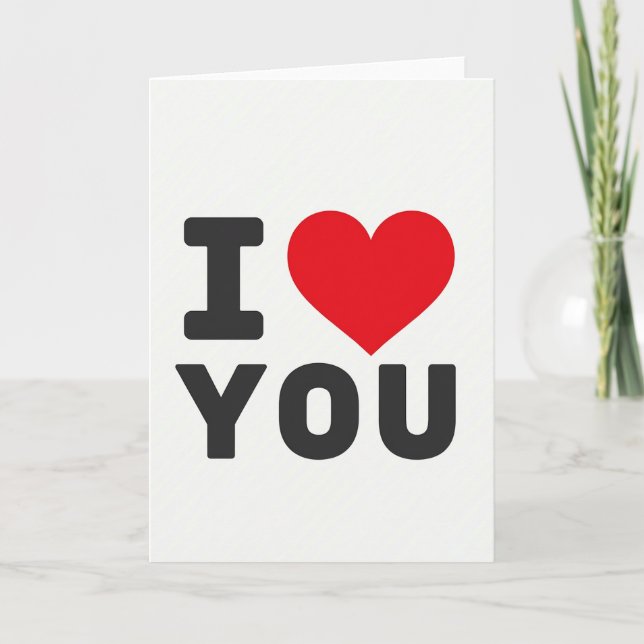 Red Minimalist I Love You Valentine Card (Front)