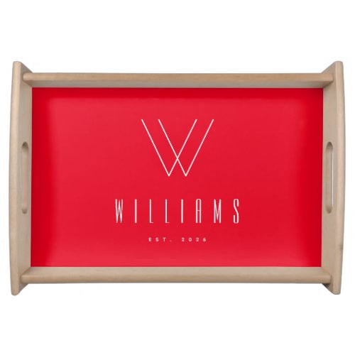 Red Minimalist Name Year Serving Tray