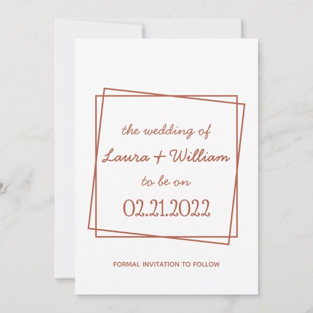 Red Minimalist Save The Date Handwritten Invitation (Back)