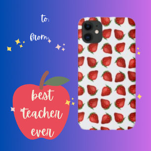 Red Minimalist Strawberries Background Pattern iPhone 11 Case
