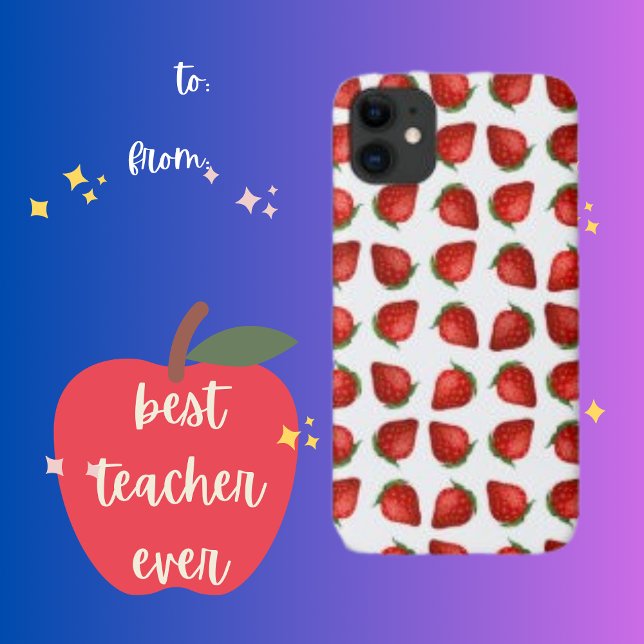  Red Minimalist Strawberries Background Pattern  Case-Mate iPhone Case (Creator Uploaded)