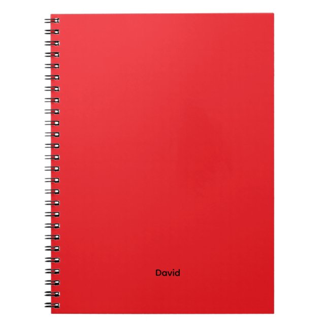 Red Minimalistic Custom Name Personalized Notebook (Front)