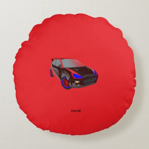 Red Minimalistic Custom Photo Name Personalized Round Pillow