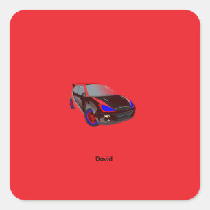 Red Minimalistic Custom Photo Name Personalized Square Sticker