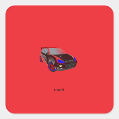 Red Minimalistic Custom Photo Name Personalized  Square Sticker