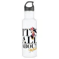 Disney Water Bottle - Minnie Mouse All About Me - Aluminum - Wide Mouth -  Red