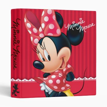 Red Minnie | Cute 3 Ring Binder by MickeyAndFriends at Zazzle