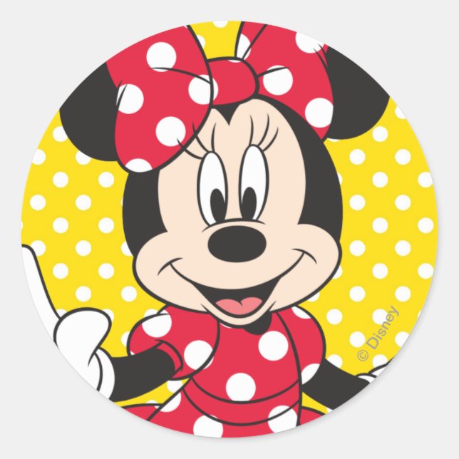 Red Minnie | Cute Closeup Classic Round Sticker (Front)