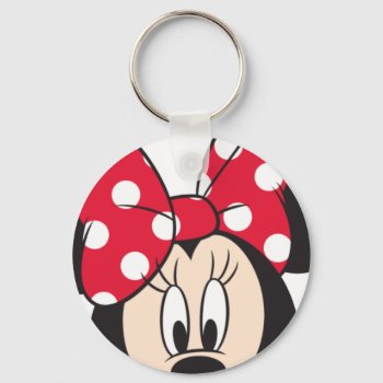 Red Minnie | Cute Closeup Keychain by MickeyAndFriends at Zazzle