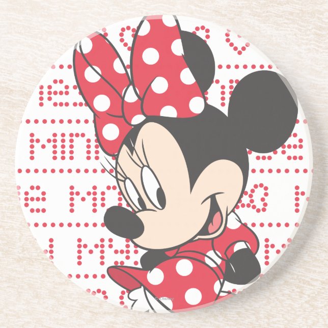 Red Minnie | Cute Sandstone Coaster (Front)