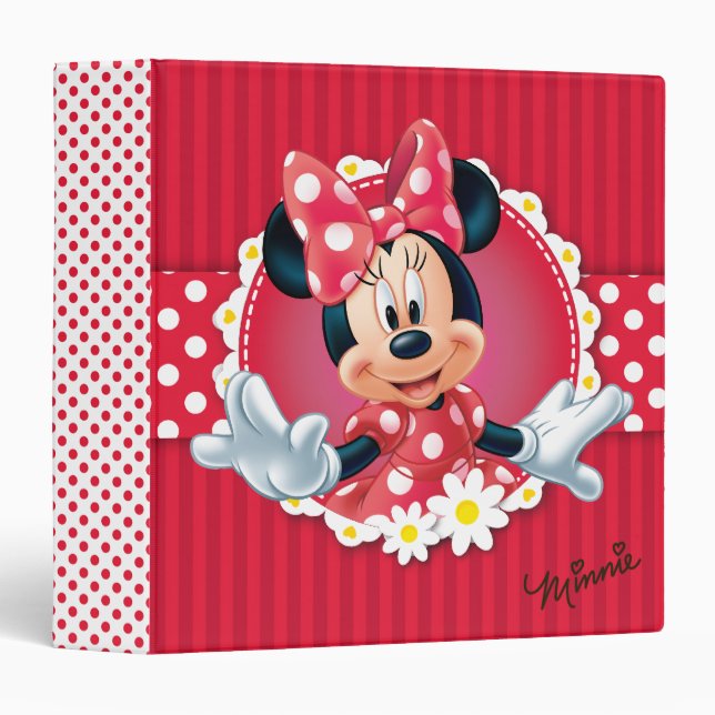 Red Minnie | Flower Frame 3 Ring Binder (Front/Spine)