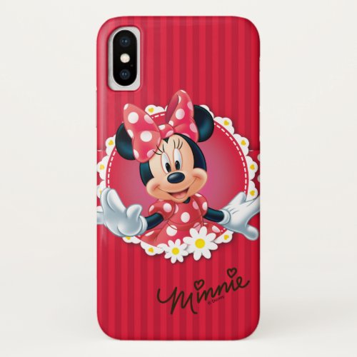 Red Minnie  Flower Frame iPhone X Case