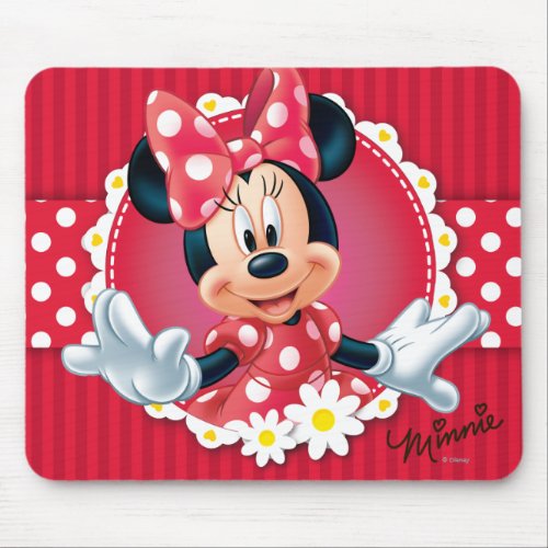 Red Minnie  Flower Frame Mouse Pad