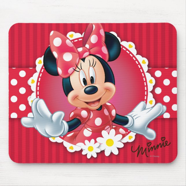 Red Minnie | Flower Frame Mouse Pad (Front)