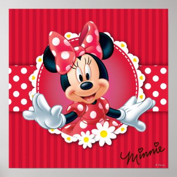 Red Minnie | Flower Frame Poster by MickeyAndFriends at Zazzle
