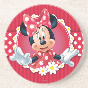 Red Minnie Flower Frame Sandstone Coaster