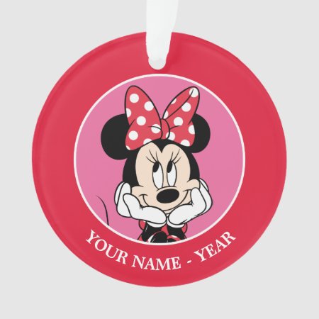 Red Minnie | Head In Hands Add Your Name Ornament