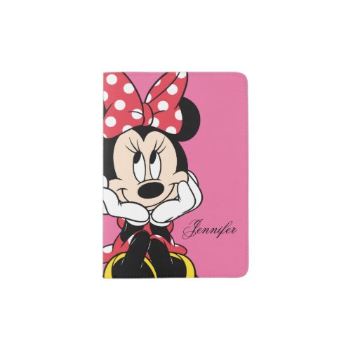 Red Minnie  Head in Hands _ Add Your Name Passport Holder
