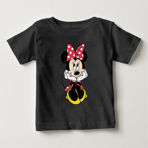 Red Minnie  Head in Hands Baby T_Shirt