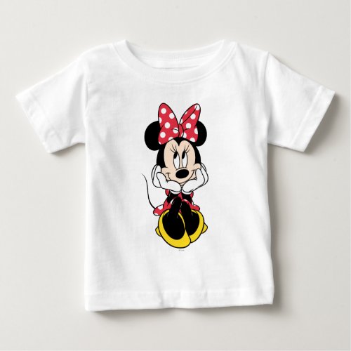 Red Minnie  Head in Hands Baby T_Shirt