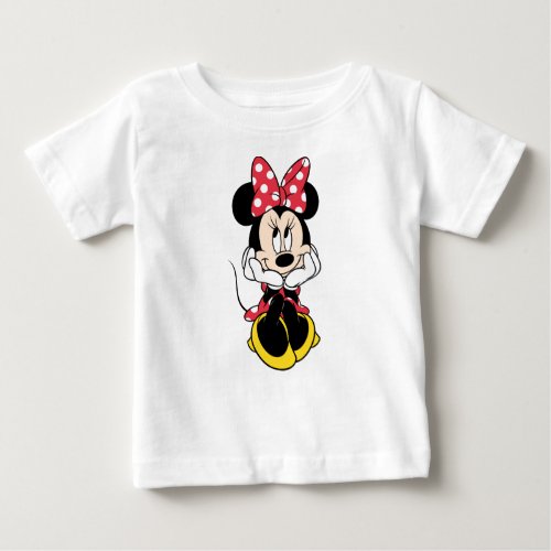 Red Minnie  Head in Hands Baby T_Shirt