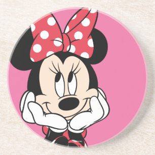 Red Minnie Head in Hands Drink Coaster