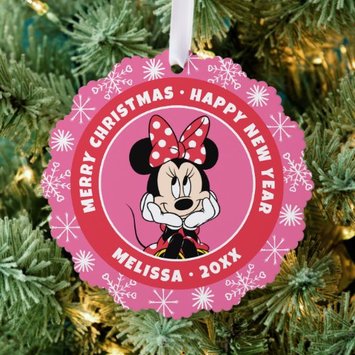 Red Minnie  Head in Hands Ornament Card