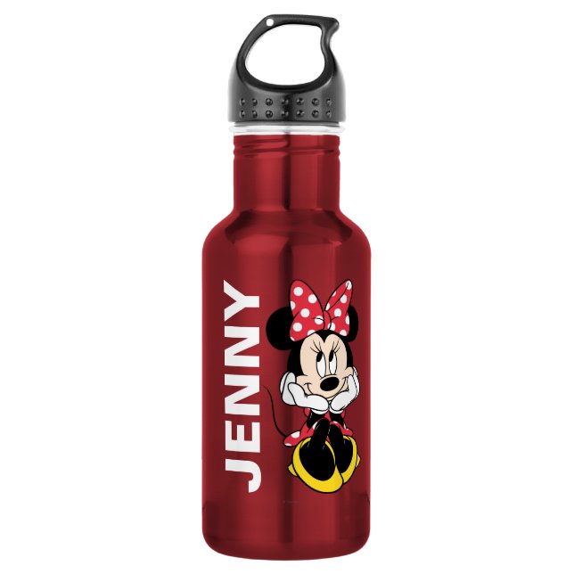 Red Minnie | Head in Hands Stainless Steel Water Bottle (Front)