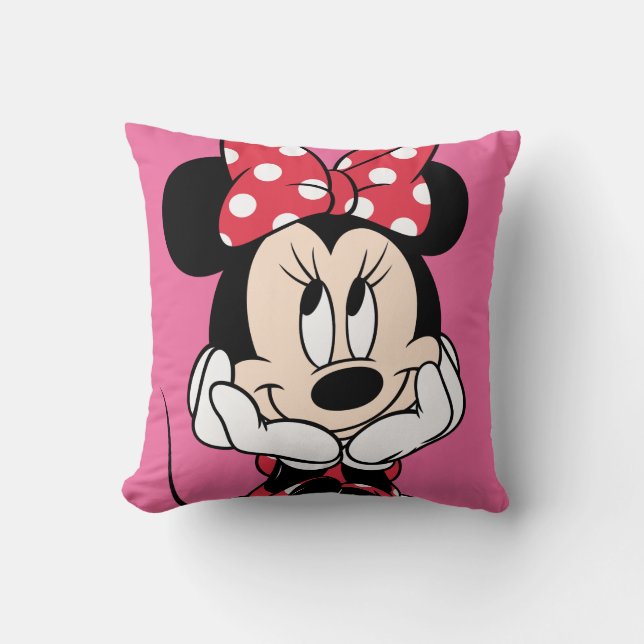 Red Minnie | Head in Hands Throw Pillow (Front)