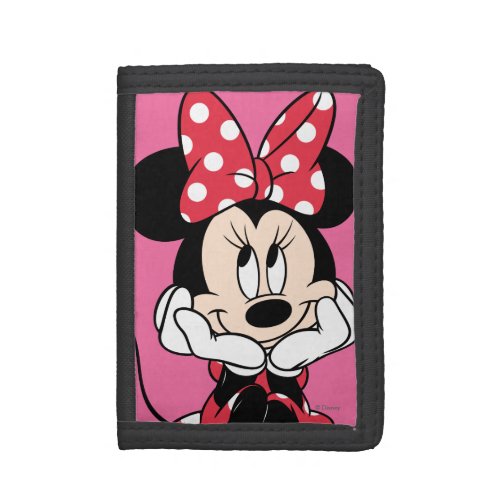 Red Minnie  Head in Hands Tri_fold Wallet