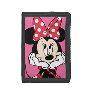 Red Minnie Head in Hands Trifold Wallet