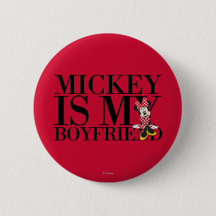 Red Minnie Mickey is My Boyfriend Button