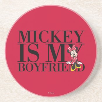 Red Minnie | Mickey Is My Boyfriend Drink Coaster by MickeyAndFriends at Zazzle