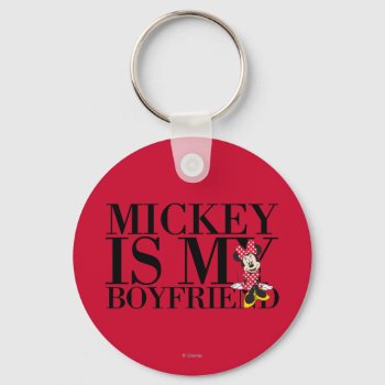 Red Minnie | Mickey Is My Boyfriend Keychain by MickeyAndFriends at Zazzle