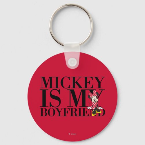 Red Minnie  Mickey is My Boyfriend Keychain