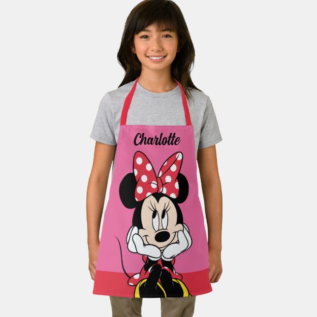 Red Minnie Mouse | Head In Hands Personalized Apron (Insitu)