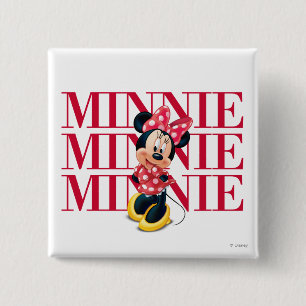 Red Minnie Name Pinback Button