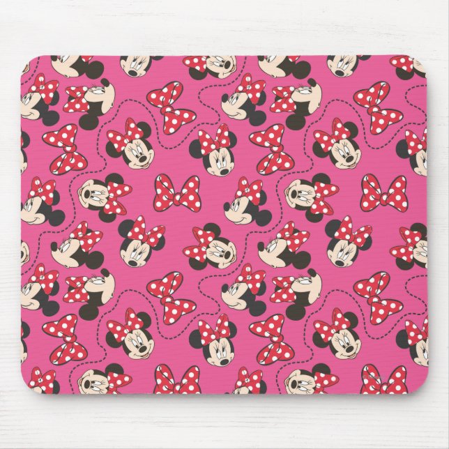 Red Minnie | Pink Pattern Mouse Pad (Front)